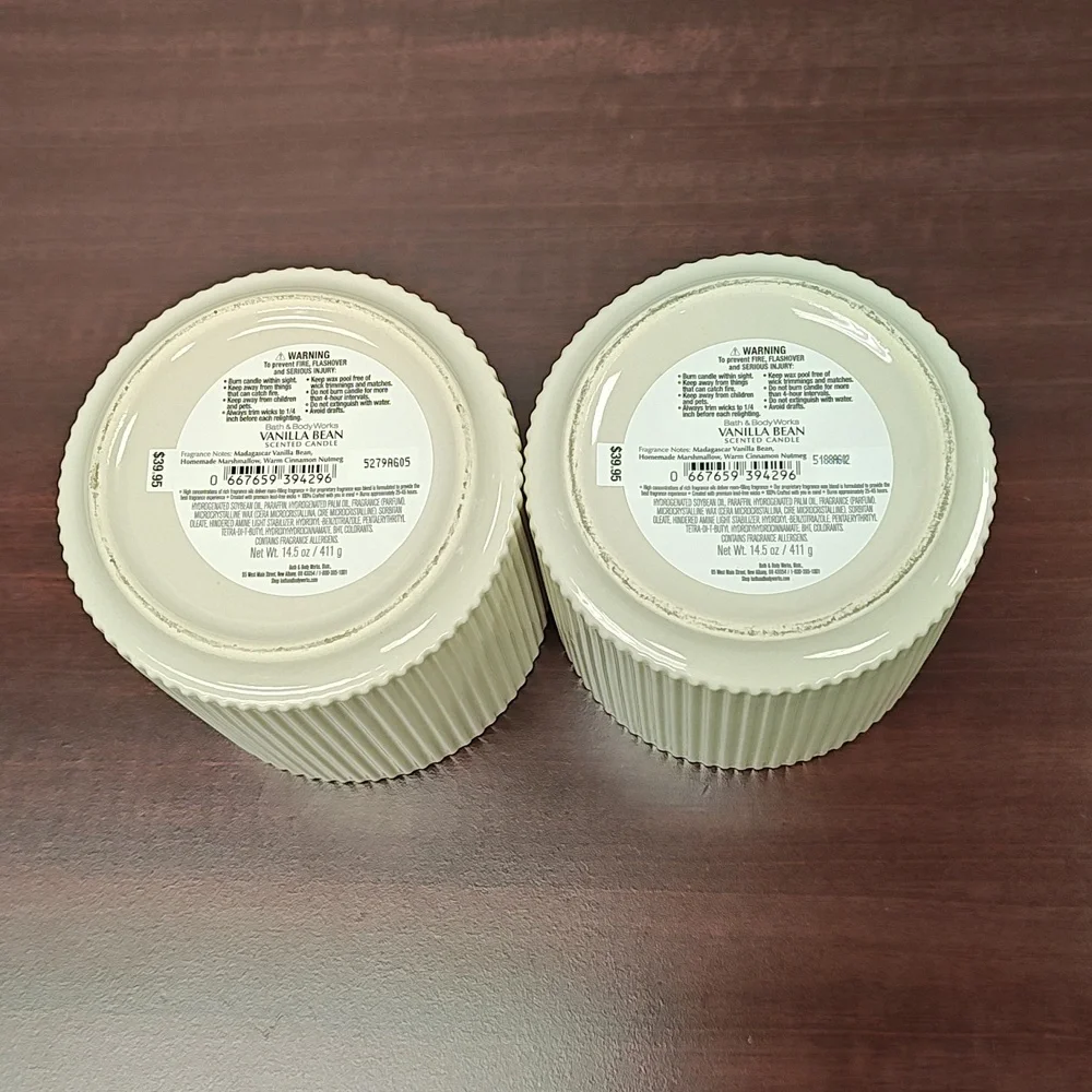 Bath & Body Works "VANILLA BEAN" 3-Wick Ceramic Candles - Set of 2 - Picture 3 of 6